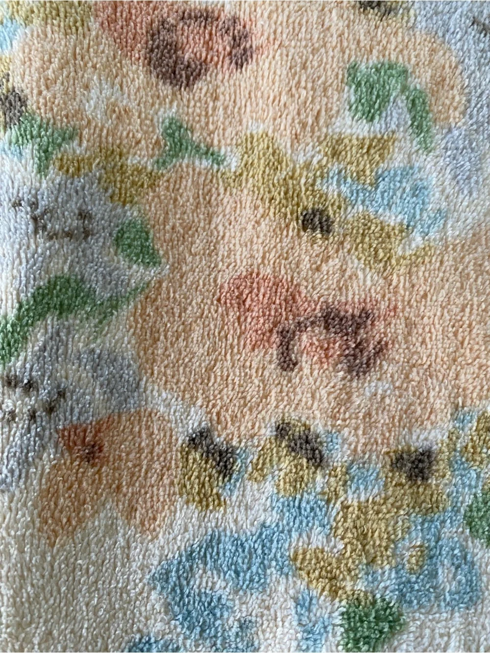 Vintage 70s 80s Peach Blue Floral Bathroom Towel 100% Cotton JC Penney USA